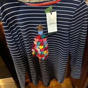 This is a Joules Navy Boatneck Stripe Top: Harbour Luxe Tree